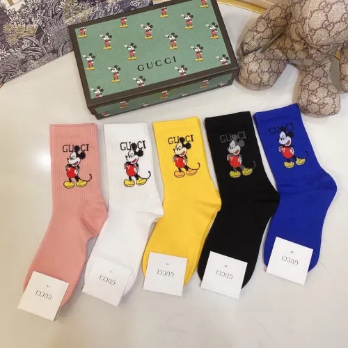 Gucci Socks 5 Pairs with Original Box Luxury Brand Breathable Gucci Sock