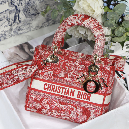 Dior Womens Bags Handbags Luxury Fashion MEDIUM LADY D-LITE BAG Raspberry Toile de Jouy Reverse Embroidery M0565ORGO_M929
