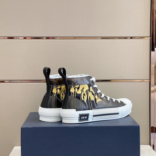 Dior Mens Shoes Sneakers Casual Luxury Brand B23 HIGH-TOP SNEAKER Dior Oblique Canvas with Original Box 3SH118ZMK_H761