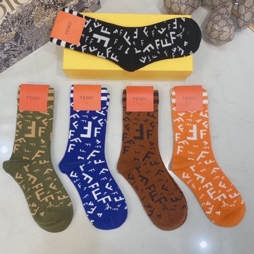 Fendi Socks 5 Pairs with Original Box Luxury Brand Breathable Fendi Sock
