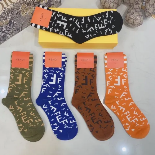 Fendi Socks 5 Pairs with Original Box Luxury Brand Breathable Fendi Sock