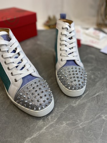 Christian Louboutin Mens Shoes Luxury Brand Red Bottom Design Louis Junior Spikes Flat with Original Box CL sneakers