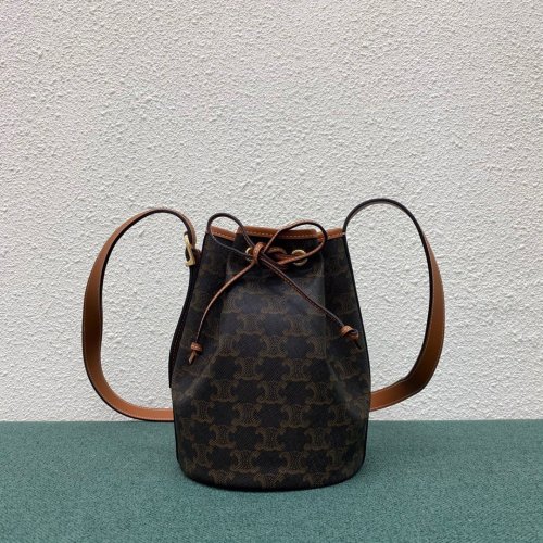 Celine Womens Bag SMALL DRAWSTRING BAG IN TRIOMPHE CANVAS