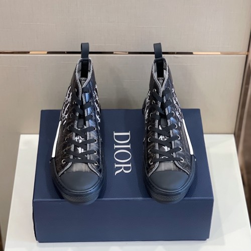 Dior Mens Shoes Sneakers Casual Luxury Brand B23 HIGH-TOP SNEAKER Dior Oblique Canvas with Original Box 3SH118ZMK_H761