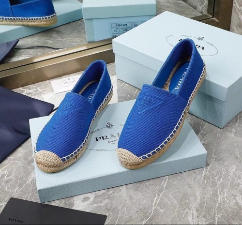 Prada Womens Shoes Casual Luxury Brand Breathable Hemp espadrilles with Original Box