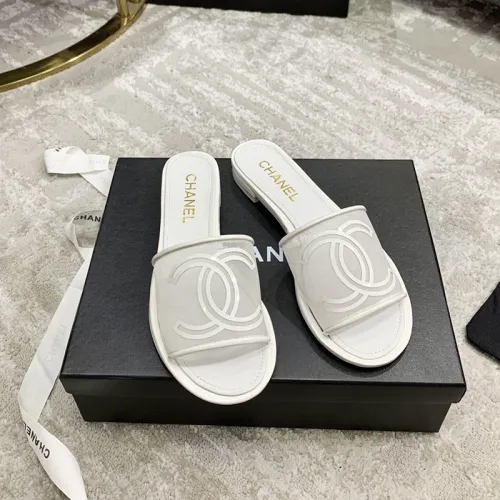 Chanel Womens Shoes Mules Mesh & Patent Calfskin White