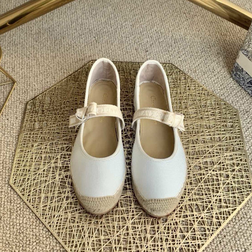 Dior Women Shoes Luxury Brand Design Dior Espadrille Nude Mesh Embroidery Womens Shoes with Original Box