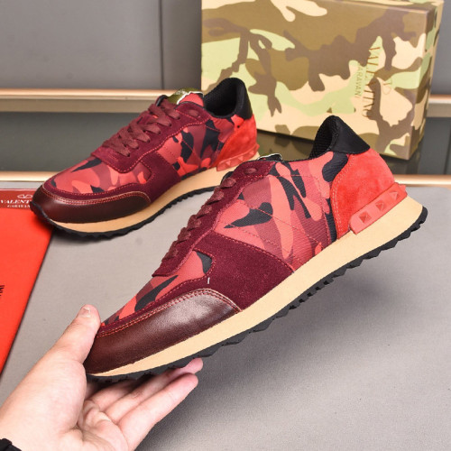 Valentino Men Shoes Fashion Design Luxury Brand ROCKRUNNER CAMOUFLAGE LAMINATED STUDDED SNEAKER with Original Box