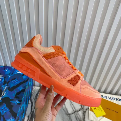 Louis Vuitton Men Shoes Fashion Design Luxury Brand LV TRAINER SNEAKER 1A8MJP Peach Pink Monogram denim with Original Box