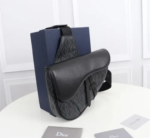 Dior Womens Mens Bag Saddle Bag Luxury Brand Design Fashion Type Shoulder Bags SADDLE BAG Black CD Diamond Canvas and Smooth Calfskin 1ADPO093CDP_H43E with Original Box