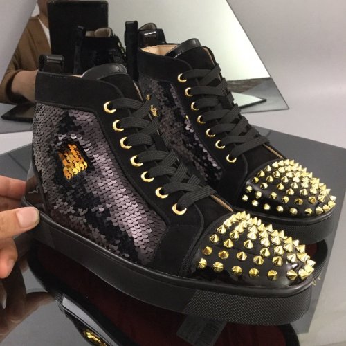 Christian Louboutin Mens Shoes Luxury Brand Red Bottom Design Louis Junior Spikes Flat with Original Box CL sneakers