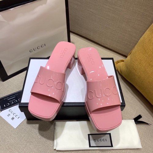 Gucci Womens Shoes Sandals Slides Slippers Luxury Brand Thick Sole 5cm Heel Design Women's GG slide sandal with Original Box