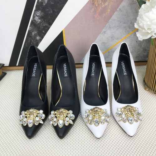 Versace Brand Womens Sandals Shoes Leather Big Size LA MEDUSA PATENT SAFETY PIN LEATHER PUMPS High Heel Design Luxury Brand Sandals for Women