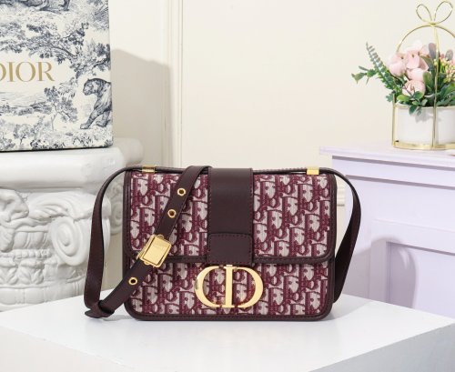 Dior Womens Bags Crossbody Bags Luxury Brand 30 Montaigne Bag Burgundy Dior Oblique Jacquard with Original Box M9203UTZQ_M974