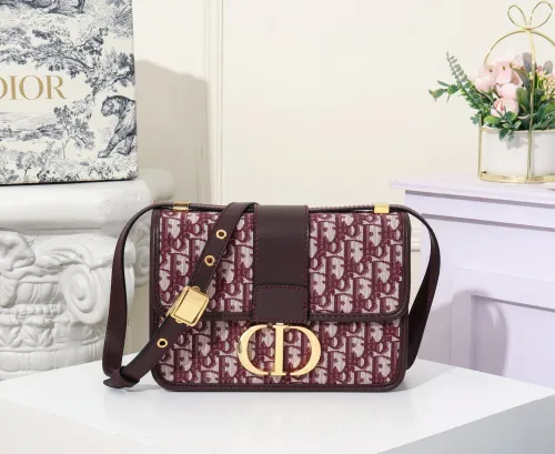 Dior Womens Bags Crossbody Bags Luxury Brand 30 Montaigne Bag Burgundy Dior Oblique Jacquard with Original Box M9203UTZQ_M974