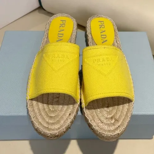 Prada Womens Shoes Casual Luxury Brand Breathable Hemp espadrilles Shoes Sandals Slippers with Original Box