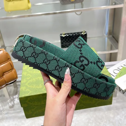 Gucci Womens Shoes Sandals Slides Slippers Luxury Brand Thick Sole Design Women's GG canvas slide sandal with Original Box 624695 H6320 9763