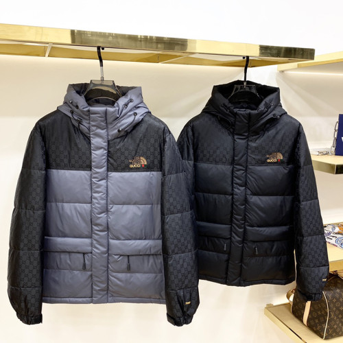Gucci X The North Face Design Mens Womens Winter Windprood Down Jackets Keep Warm 90% White Duck Down