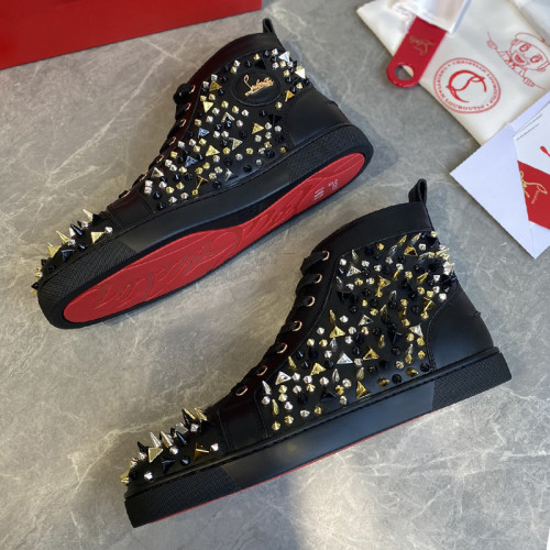 Christian Louboutin Mens Shoes Luxury Brand Red Bottom Design Louis Junior Spikes Flat with Original Box CL sneakers