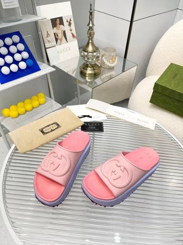 Gucci Womens Shoes Platform Slide Slippers Sandal Summer Design Luxury Brand Women's GG platform slide sandal with Original Box