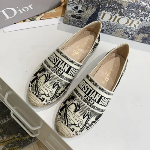 Dior Women Shoes Luxury Brand Design Dior Espadrille Nude Mesh Embroidery Womens Shoes with Original Box