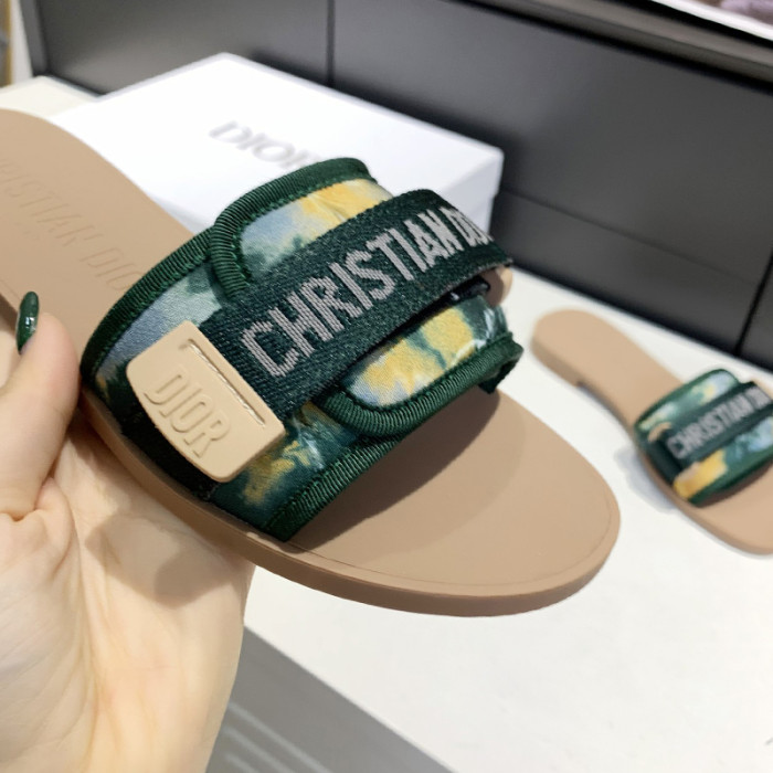 Dior Womens Shoes Sandals Slippers Slide Luxury Brand DIO(R)EVOLUTION SLIDE Shiny Technical Fabric with Dior Oblique Print with Original Box