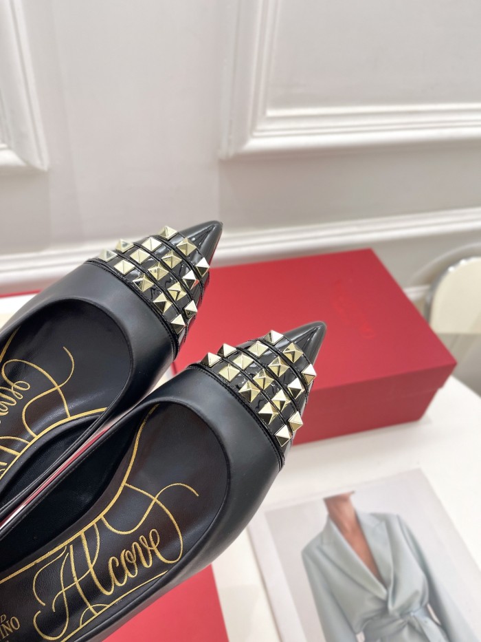 Valentino Womens Shoes ROCKSTUD SLINGBACK PUMP WITH SCULPTED HEEL IN KIDSKIN with Original Box