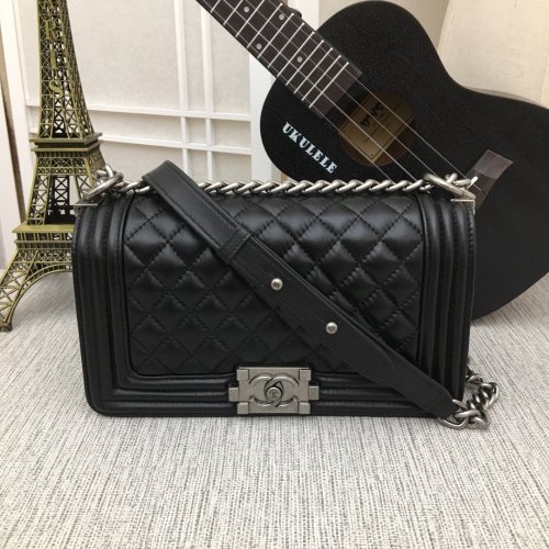 Chanel Womens Bags Crossbody Bag Boy Chanel Handbag Calfskin & Ruthenium-Finish Metal Black