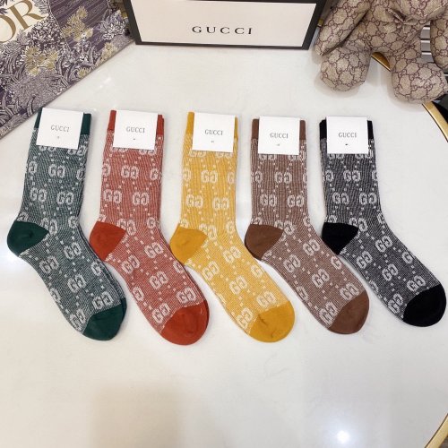 Gucci Socks 5 Pairs with Original Box Luxury Brand Breathable Gucci Sock