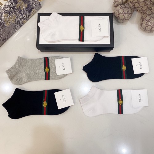 Gucci Socks 5 Pairs with Original Box Luxury Brand Breathable Gucci Sock
