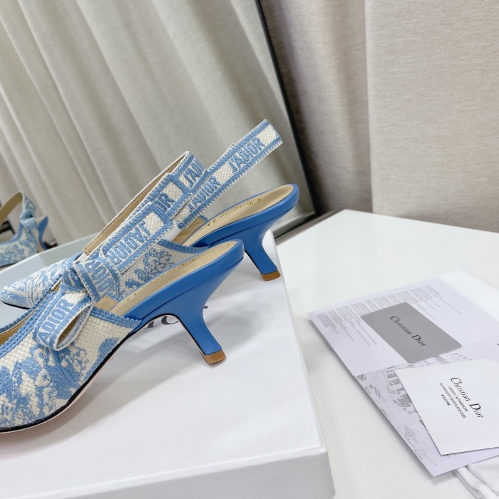 Dior Women Shoes Pumps Luxury Design Fashion Type High Heel Shoes for Wedding Style J'ADIOR SLINGBACK PUMP Cotton Embroidery with Micro Houndstooth Motif with Original Box