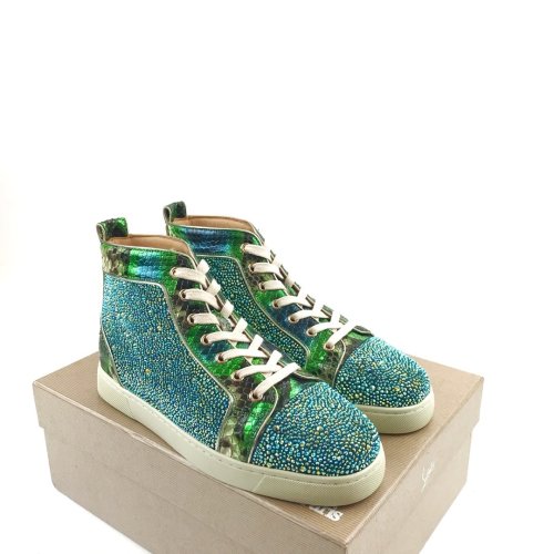 Christian Louboutin Mens Shoes Luxury Brand Red Bottom Design Louis Junior Spikes Flat with Original Box CL sneakers