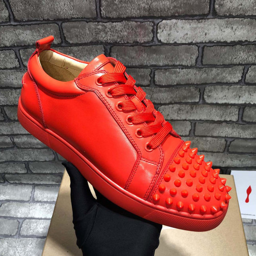 Christian Louboutin Mens Shoes Luxury Brand Red Bottom Design Louis Junior Spikes Flat with Original Box CL sneakers