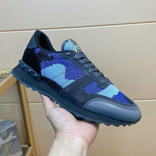 Valentino Men Shoes Fashion Design Luxury Brand ROCKRUNNER CAMOUFLAGE LAMINATED STUDDED SNEAKER with Original Box