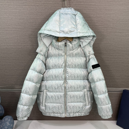 Dior Design Kids Winter Windprood Down Jackets Keep Warm 90% White Duck Down DIOR OBLIQUE HOODED DOWN JACKET Silver-Tone Technical Jacquard 1SBM21PUFE_Y75J