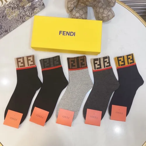Fendi Socks 5 Pairs with Original Box Luxury Brand Breathable Fendi Sock