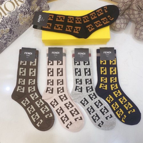 Fendi Socks 5 Pairs with Original Box Luxury Brand Breathable Fendi Sock