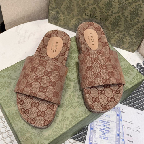 Gucci Mens Shoes Sandals Slides Slippers Luxury Brand Thick Sole Design Men's GG canvas slide sandal with Original Box 624695 H6320 9763