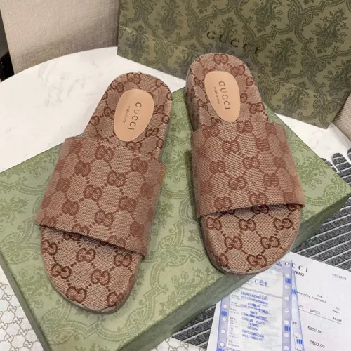 Gucci Mens Shoes Sandals Slides Slippers Luxury Brand Thick Sole Design Men's GG canvas slide sandal with Original Box 624695 H6320 9763