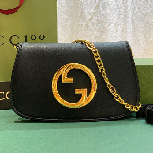 Gucci Womens Bags Shoulder Messenger Bag Luxury Brand Gucci Blondie shoulder bag in black leather with Original Box 699268 UXX0G 1000