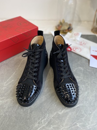 Christian Louboutin Mens Shoes Luxury Brand Red Bottom Design Louis Junior Spikes Flat with Original Box CL sneakers