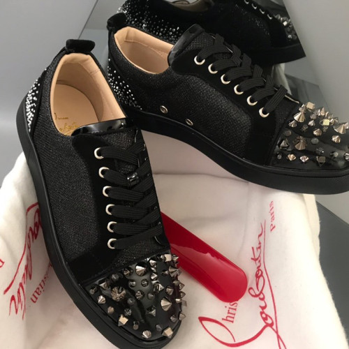 Christian Louboutin Mens Shoes Luxury Brand Red Bottom Design Louis Junior Spikes Flat with Original Box CL sneakers