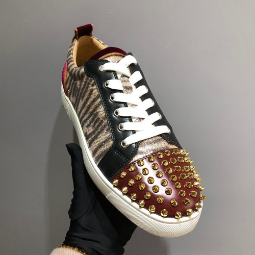 Christian Louboutin Mens Shoes Luxury Brand Red Bottom Design Louis Junior Spikes Flat with Original Box CL sneakers