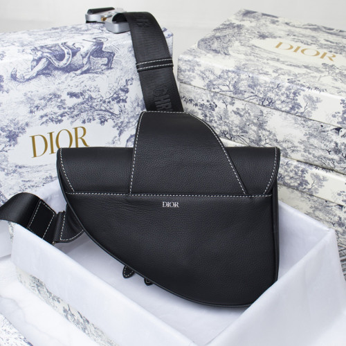 Dior Womens Bag Saddle Bag Luxury Brand Saddle Bag Black Grained Calfskin With Dior And Shawn Signature 1ADPO093YZS_H10E