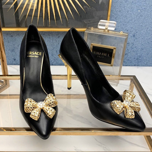 Versace Brand Womens Sandals Shoes Leather Big Size LA MEDUSA PATENT SAFETY PIN LEATHER PUMPS High Heel Design Luxury Brand Sandals for Women