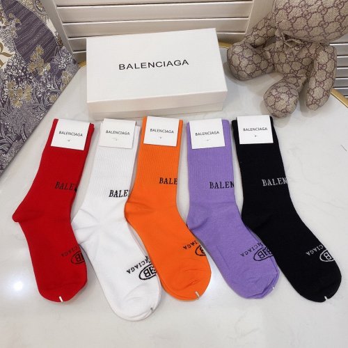 Balenciaga Socks 5 Pairs with Original Box Luxury Brand Breathable Balenciaga Sock