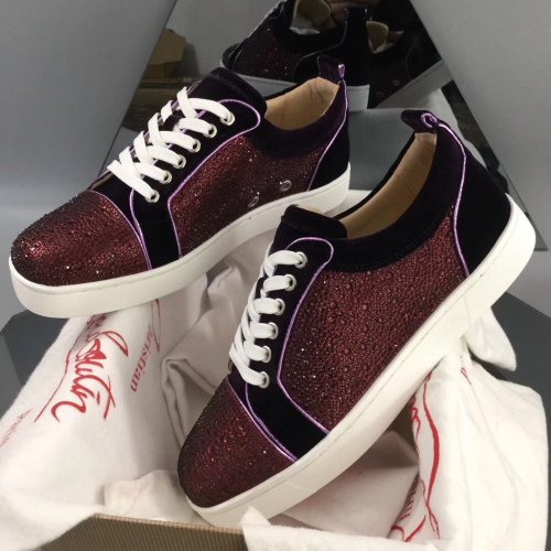 Christian Louboutin Mens Shoes Luxury Brand Red Bottom Design Louis Junior Spikes Flat with Original Box CL sneakers