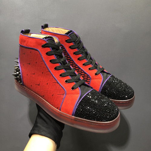 Christian Louboutin Mens Shoes Luxury Brand Red Bottom Design Louis Junior Spikes Flat with Original Box CL sneakers