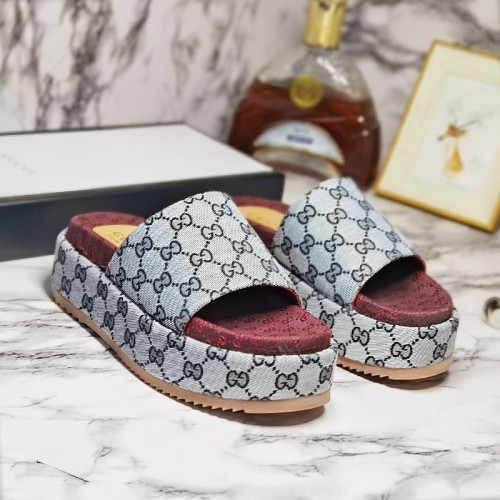 Gucci Mens Shoes Sandals Slides Slippers Luxury Brand Thick Sole Design with Original Box