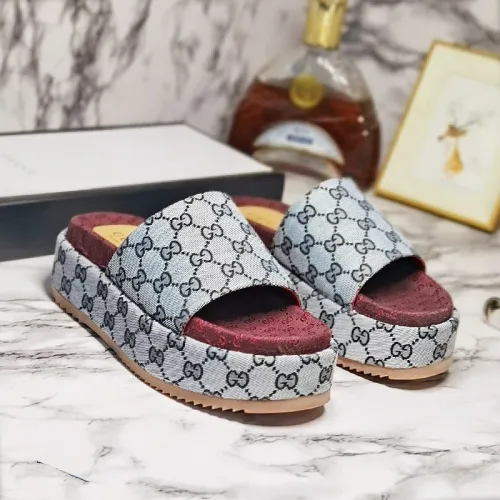 Gucci Mens Shoes Sandals Slides Slippers Luxury Brand Thick Sole Design with Original Box